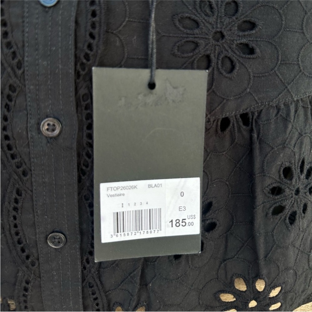 The Kooples Black Eyelet Scallop Crop Top | Size 0 - Picture 3 of 5